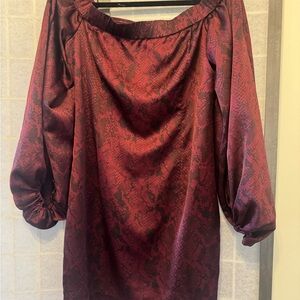 Elegant Burgundy Snake Print Women's dress Guess